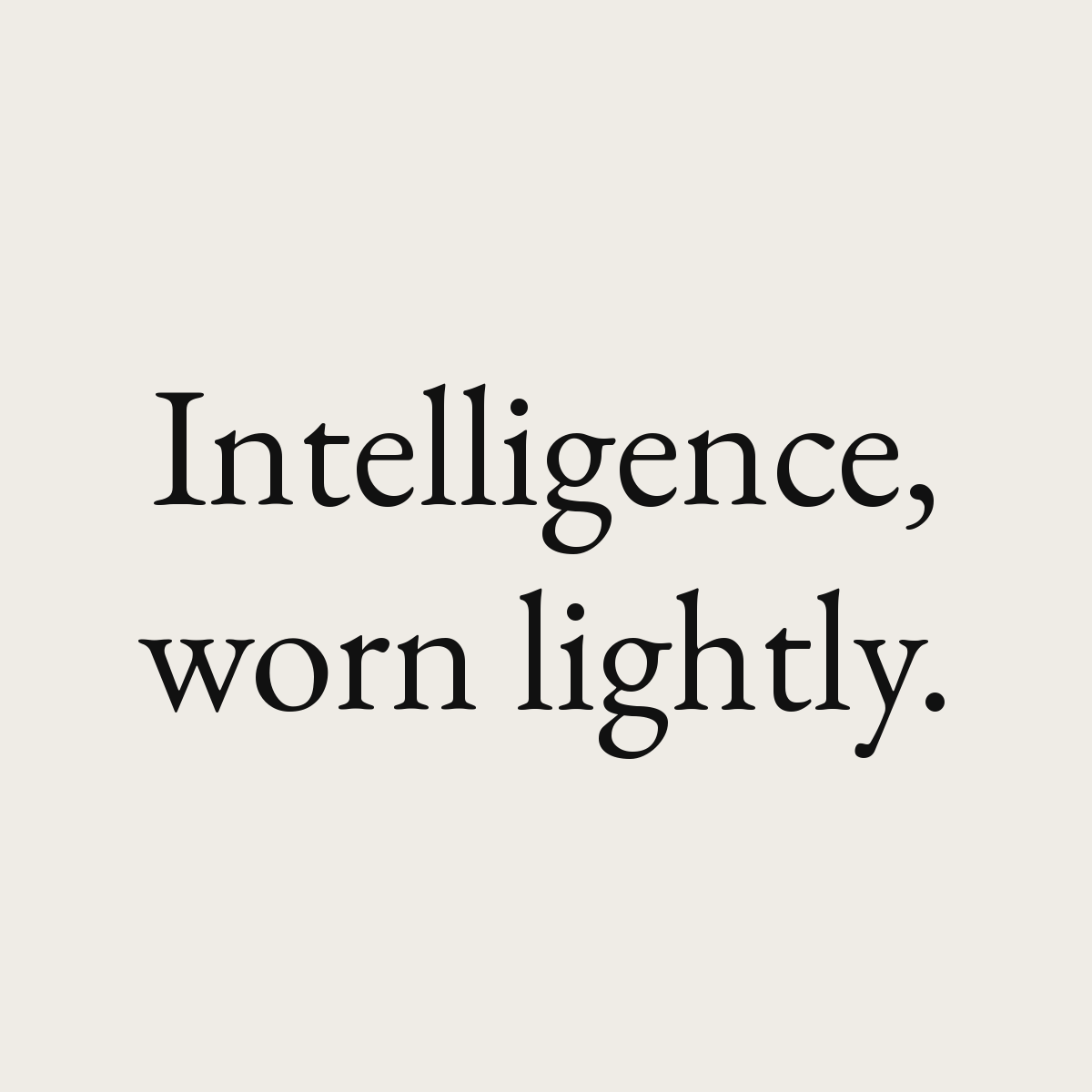 Wit collection card by Subtext – "Intelligence, worn lightly.", set in E.B. Garamond, near-black on warm bone.