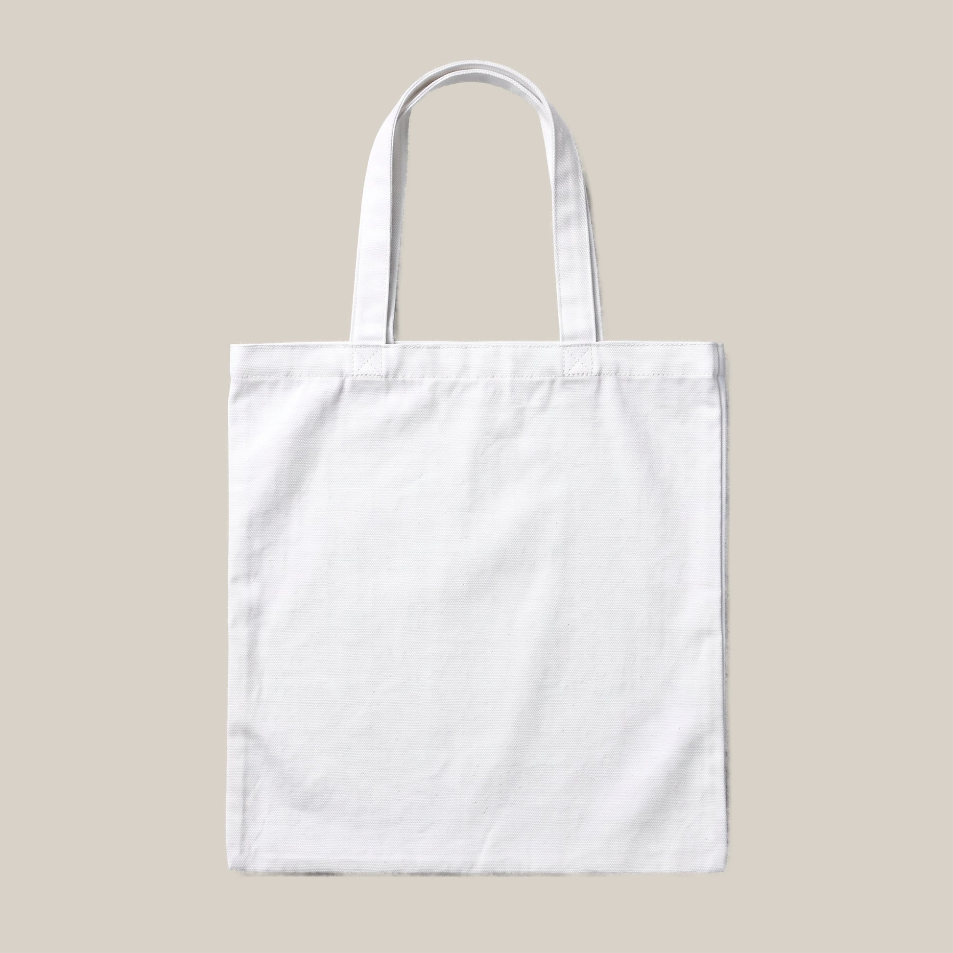 Jane Austen quote tote bag by Subtext – back view of the white canvas tote with zip closure, unprinted.