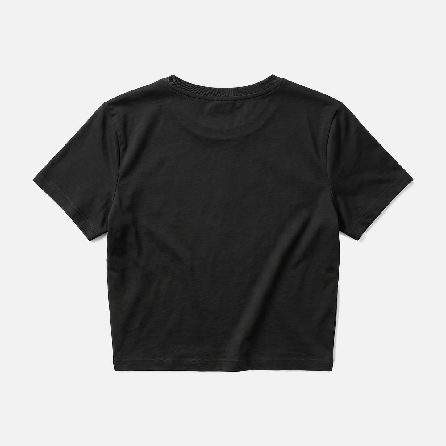 Sartre quote crop top by Subtext – back view of the black cotton crop top, unprinted.