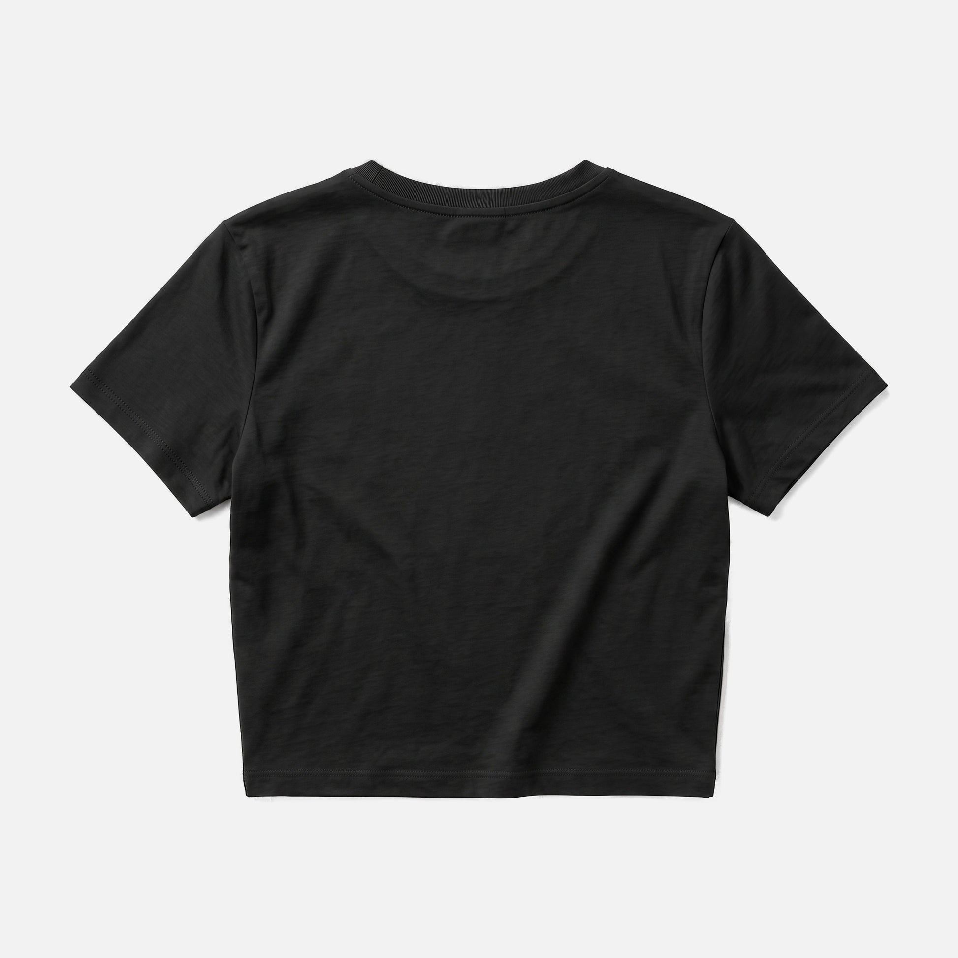 Sartre quote crop top by Subtext – back view of the black cotton crop top, unprinted.